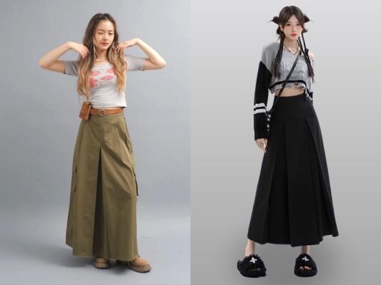 Phối đồ với chân váy dài