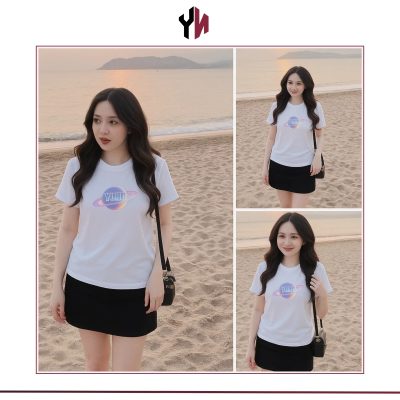 Baby tee phối với chân váy xòe 4