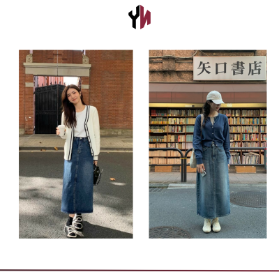 váy jean dài kết hợp với áo gì (1)